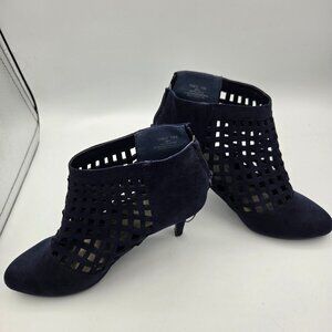 IMPO Shoes Womens Size 10 M Navy Blue Zip Ankle Boot Faux Suede Shoe